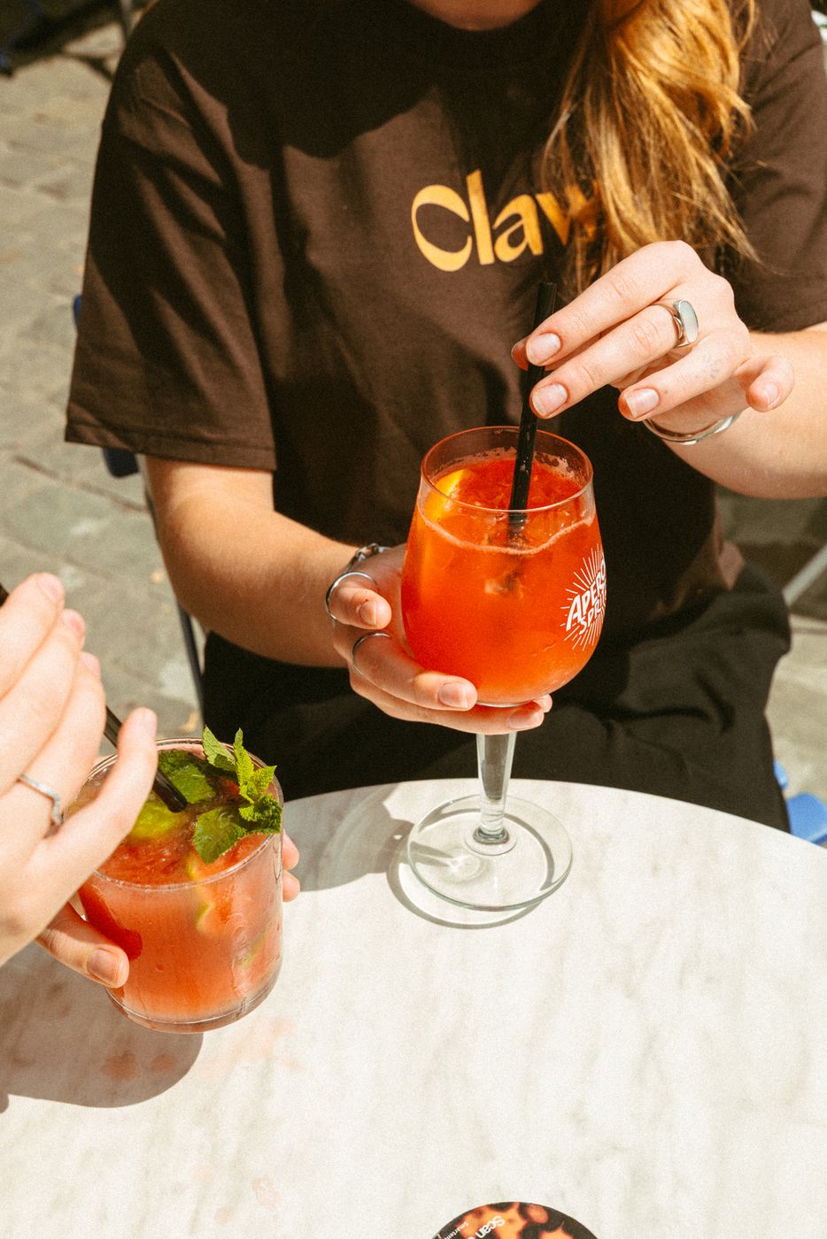 An Aperol spritz on the terrace